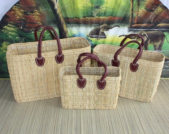 Panier en Osier Souple - 3 tailles - Petit sac & Grand cabas XXL - Pour courses, marchés, plage ... roseau jonc