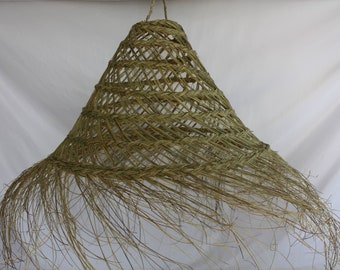 HANGING LAMP Braided Straw - Chandelier Luminaire Conical Lampshade Handmade Openwork Braiding - 5 SIZES of choice - Decoration Bohemian -