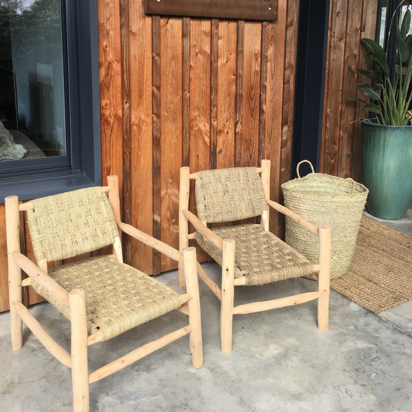 SUPERBE FAUTEUIL en Bois et Corde de Palmier - Fait MAIN - Déco & Confort