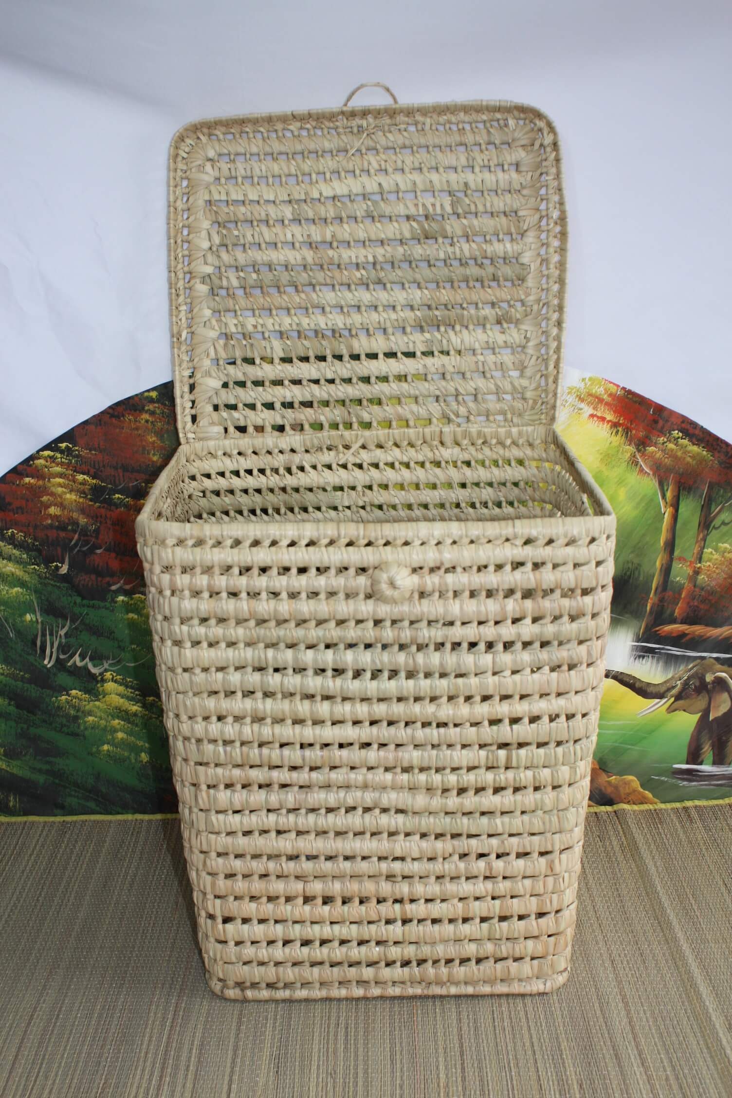 Square Palm Tree Laundry Basket 100 HANDMADE Hand Braided Etsy
