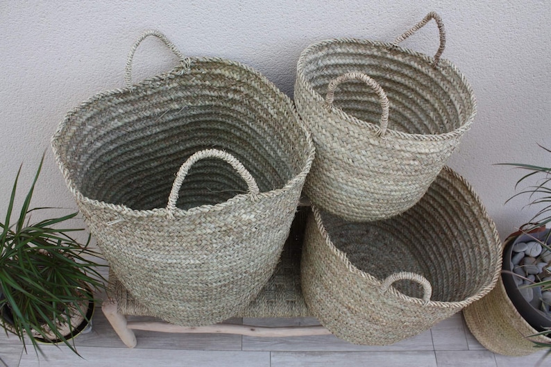 Panier de rangement 100% NATUREL Corbeille à linge Bac Coffre 4 TAILLES au CHOIX osier rotin paille image 3