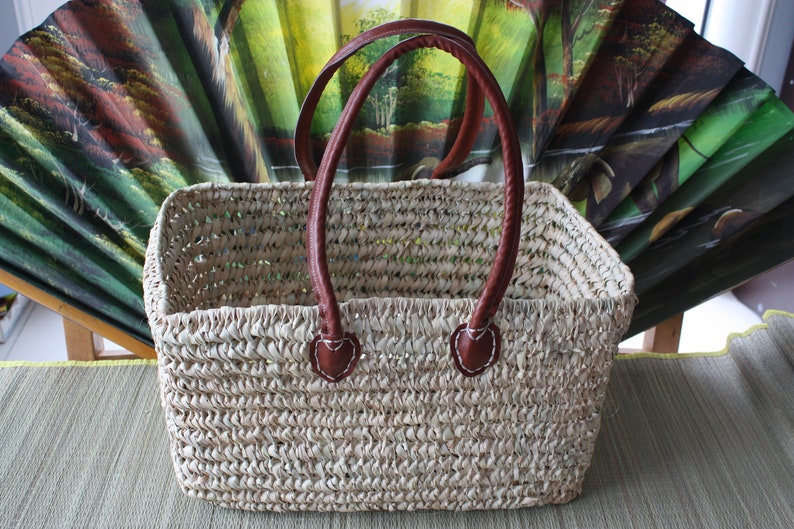 palm tree Cabas Couffin Bag Basket LONG ANSES markets races leisure