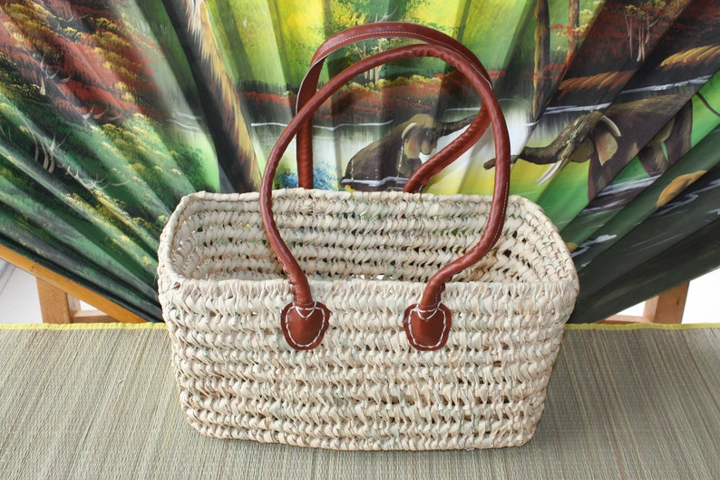 palm tree Cabas Couffin Bag Basket LONG ANSES markets races leisure