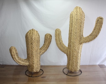 CACTUS Decoración tejida a mano - mimbre de paja y ratán - 2 TAMAÑOS a elegir -