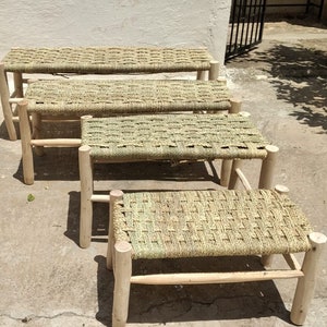 LARGE WOODEN BENCH - Bench from 70cm to 1 meter long - Moroccan Craftsmanship - Natural Bohemian Deco