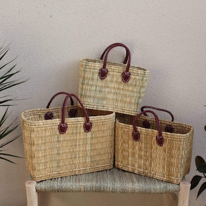 Panier en Osier Souple - 3 tailles - Petit sac & Grand cabas XXL - Pour courses, marchés, plage ... roseau jonc
