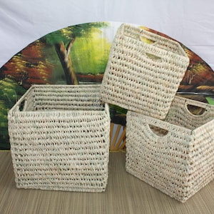 Cesta Cesta de almacenamiento cuadrada - ARTISANAL en Palm - Bandeja de mimbre de pecho