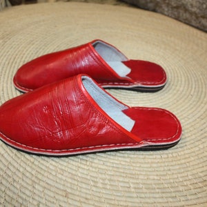 SLIPS DE PIEL Rojo Escarlata Fabricación 100% ARTESANAL Bereber Hombre y Mujer De 35 a 45 imagen 2