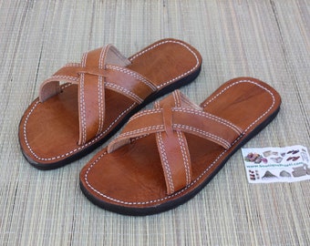 SUMMER LEATHER SANDALS - Man & Woman - Cross Braiding - Handmade - Breathable Comfort - From 36 to 47