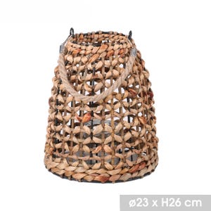 Mya natural hyacinth lantern to stand up, rattan wicker bamboo decoration, indoor & outdoor