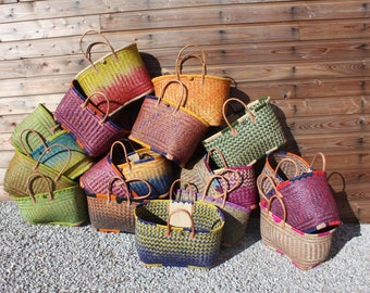 LARGE Madagascar Basket - Solid - Shopping & Beach - Several colors to choose from: Blue, Green, Pink, Purple, Yellow, Orange, Natural ...