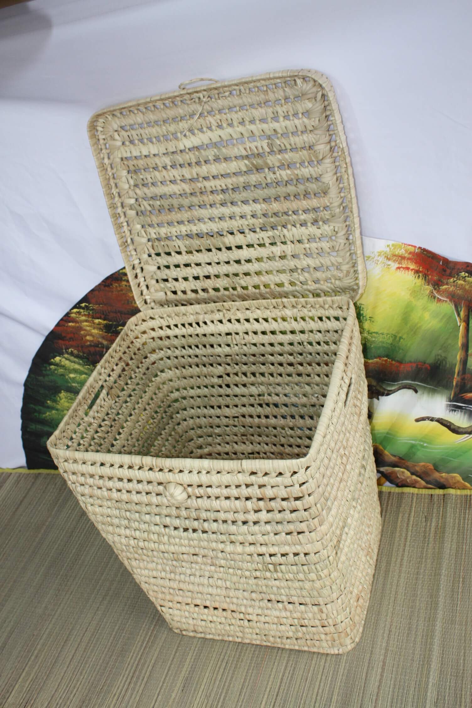 Square Palm Tree Laundry Basket 100 HANDMADE Hand Braided Etsy