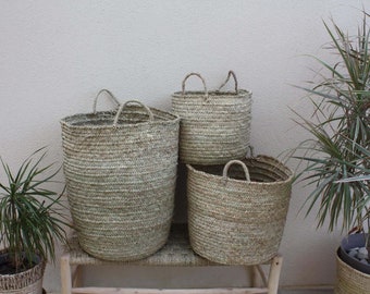 Panier de rangement - 100% NATUREL - Corbeille à linge Bac Coffre - 4 TAILLES au CHOIX - osier rotin paille