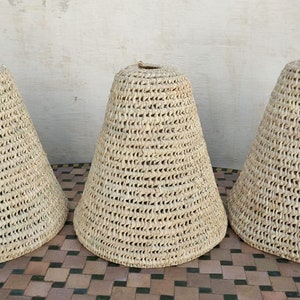 LARGE LAMPESHADE Conical rattan - Openwork lighting Straw chandelier Moroccan palm tree shade