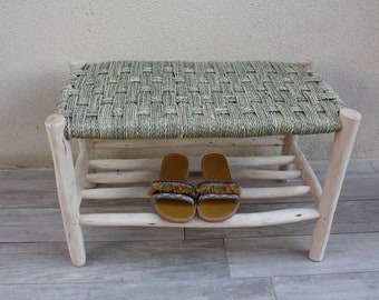 ŁAWKA NA OBUWIE - Pleciona ławka dla 1 lub 2 osób - 70cm lub 80cm - styl boho