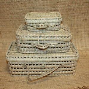 PANIER VALISETTE - Anses & Fermeture NATURELLE - Tressé Main - Valise enfant naissance bébé -