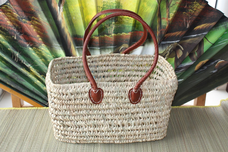 palm tree Cabas Couffin Bag Basket LONG ANSES markets races leisure