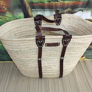 LARGE XXL basket Solid shopping markets beach - Tote bag wicker Moroccan straw rattan palm tree
