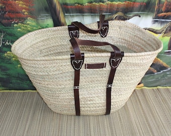 LARGE XXL basket Solid shopping markets beach - Tote bag wicker Moroccan straw rattan palm tree