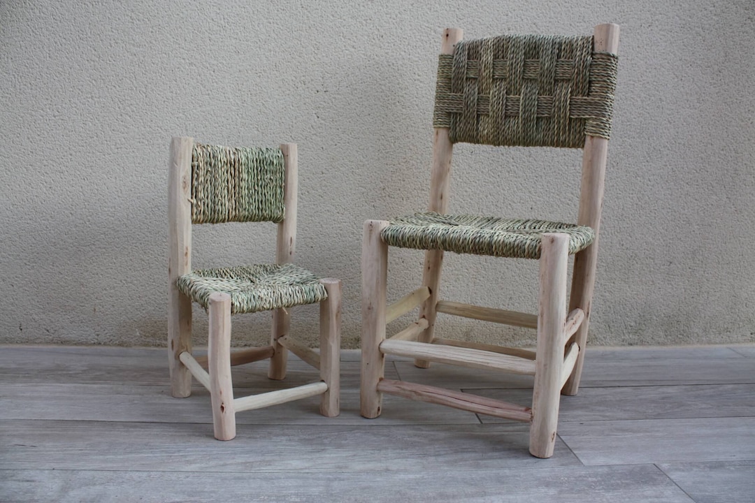 Beautiful Little CHILDREN'S CHAIR in WOOD & Rope - Handmade - 2 Sizes ...