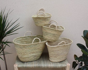 100% NATURAL BASKET - 4 SIZES - Straw beach bag - Market shopping bag - palm tree wicker rattan