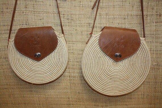 SUPERB Round Crochet Raffia Wicker Shoulder Bag Women's summer bag straw  rattan leather