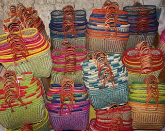 Lot of 15 Baskets - Wholesaler Madagascar baskets tote bag - shopping beach market - straw wicker rush -