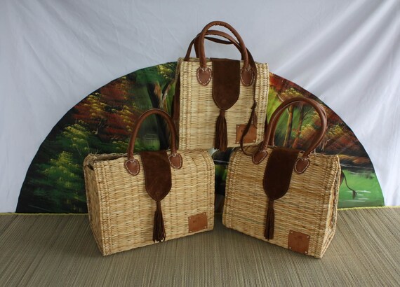 Woven Basket Closed Flap Suede Brown Shoulder Bag Chic Shopping Bag Choose the One That Suits You UNIQUE CREATION Etsy Canada