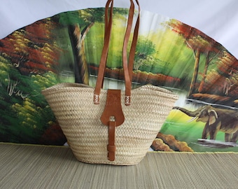 Sac Anses Longues Cuir - Panier naturel Cabas marchés courses plage