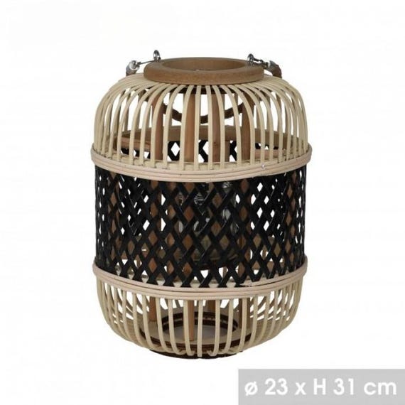 Yoko-Laterne aus Bambus und schwarzem Metall  zum Platzieren in  natrlicher Korb-Rattan-Dekoration im Innen- und Auenbereich - Etsy  sterreich