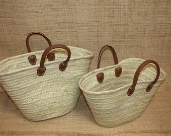 サトウキビとヤシの葉で編んだトレイ バスケット - 日本