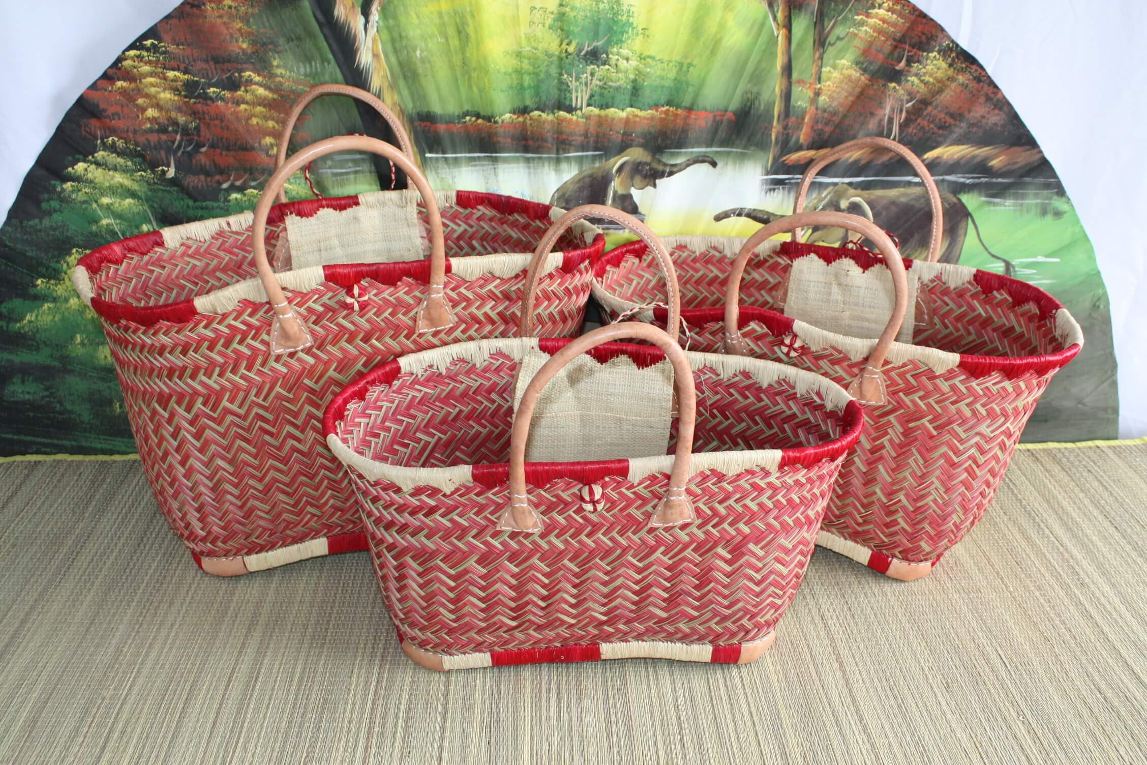 Beautiful Shopping Basket ARTISANAL MADAGASCAR Tote Red & - Etsy Singapore