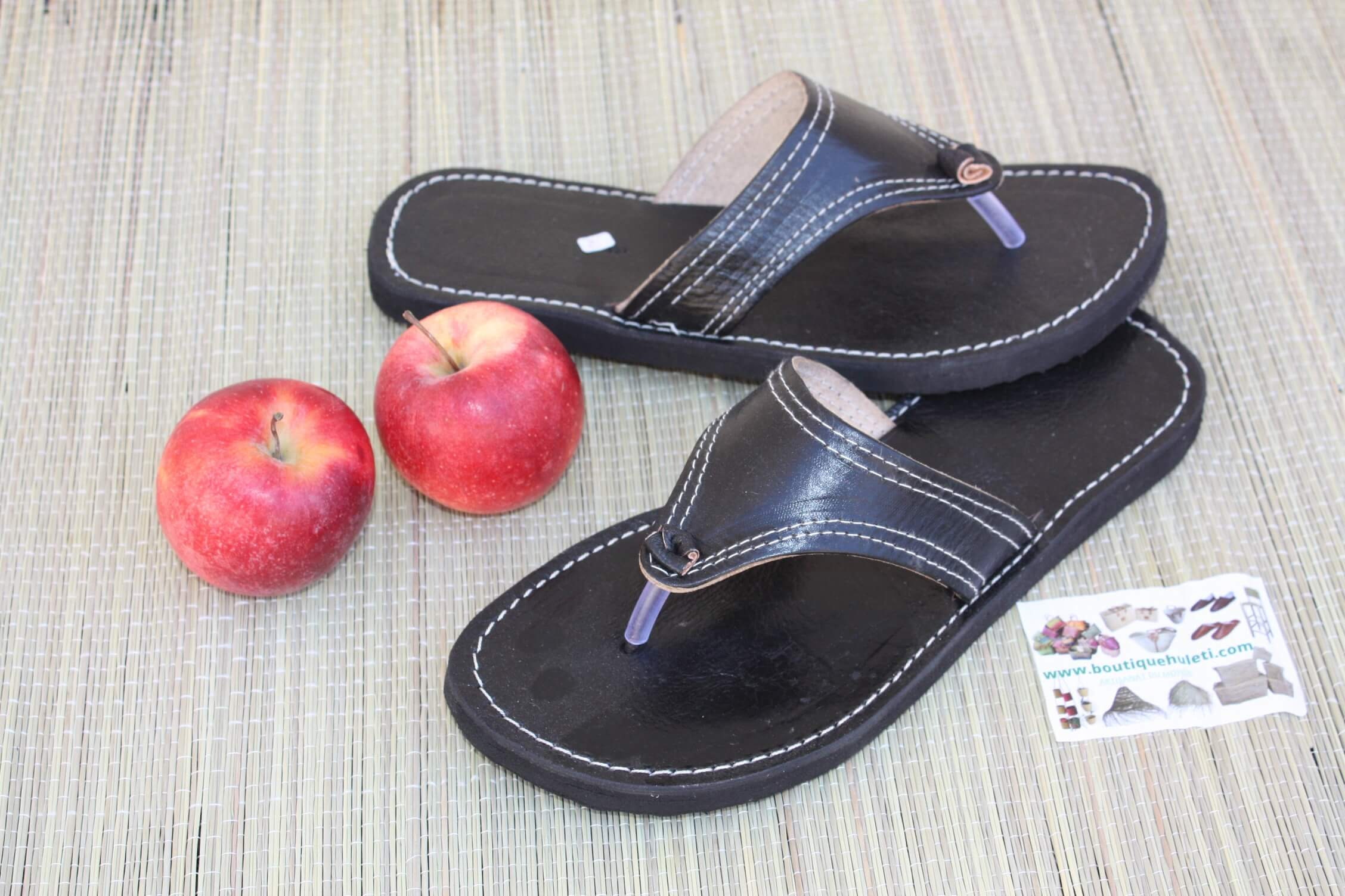 Flip Flops / Sandals Man & Woman BEAUTIFUL BLACK LEATHER - Etsy