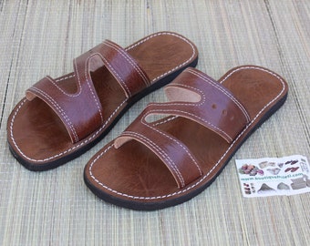 Summer sandals for Men & Women - BEAUTIFUL BROWN LEATHER - Handmade - Maxi Comfort - From 36 to 47
