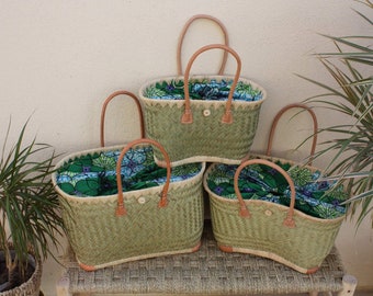 BEAUTIFUL Shopping Bag Basket - Perfect for markets, shopping, work, beach... Modern African WAX Fabric - 3 SIZES