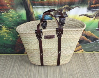 Shopping basket - Beach Straw Bag - Natural Market Tote - Moroccan wicker rattan palm tree