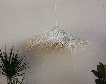 Lámpara colgante de paja tejida - Lámpara de sombrilla con forma de palmera y flecos - 2 tamaños a elegir - Decoración bohemia -