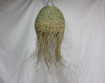 LAMPSHADE Woven Straw - Chandelier suspension Round Ball Light - Bohemian Chic Boho Decoration -
