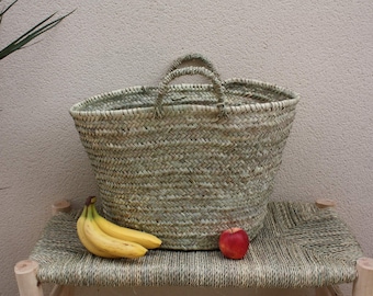 100% NATURAL BASKET - Ideal for shopping, beach, market, shopping, decoration... Handmade - Palm tree, wicker, rattan...