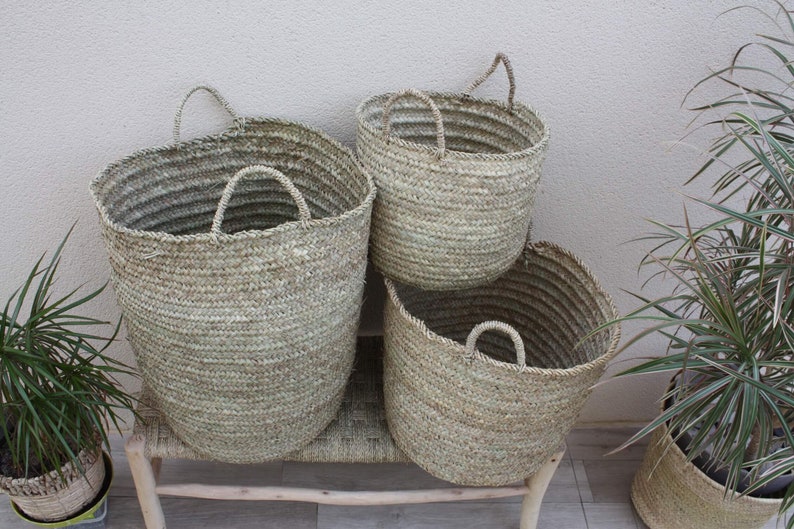 Panier de rangement 100% NATUREL Corbeille à linge Bac Coffre 4 TAILLES au CHOIX osier rotin paille MOYEN+GRAND+XXL