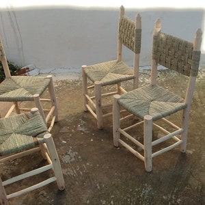 Dining chair - Lemon tree wood seat - MOROCCAN ARTISANAL - Bohemian Boho decoration
