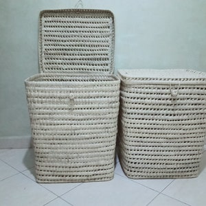 Square Palm Tree Laundry Basket - 100% HANDMADE - Hand Braided -