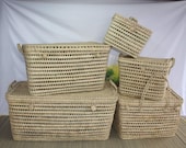 Storage chest Braided trunk box in Palm tree Cane - Basket with lid - Straw Rattan Wicker - 5 Sizes -