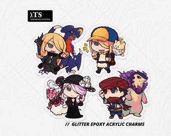 Cynthia, Volo, Cogita, Rei Glitter Epoxy Acrylic Keychain Charms Vol. 1 | PKMN Legends Arceus