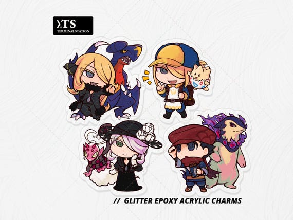 Cynthia, Volo, Cogita, Rei Glitter Epoxy Acrylic Keychain Charms Vol. 1 | PKMN Legends Arceus