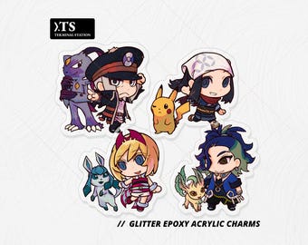 Ingo, Irida, Adaman, Akari Glitter Epoxy Acrylic Keychain Charms Vol. 2 | PKMN Legends Arceus