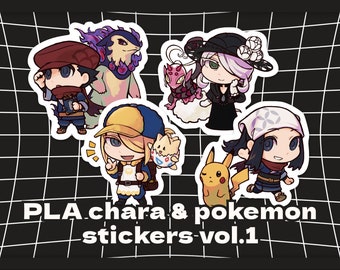Volo, Cogita, Rei, Akari | Character and Partner Pokemon Stickers Vol. 1 | PKMN Legends Arceus