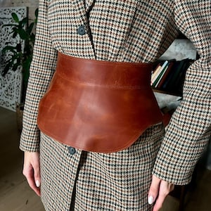 Leather peplum obi belt, wide dress basque belt, waist peplum leather skirt, leather corset belt skirt, all colors are available
