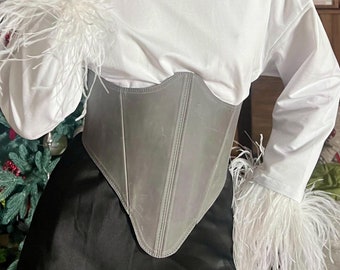 Crazy Horse Leather Underbust Corset, Renaissance Harness, Plus Size