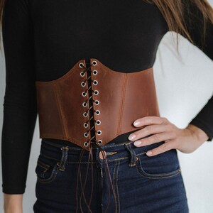 Corset belt leather, underbust corset, Victorian corset, brown corset, plus size lingerie, renaissance corset, Cyber sale, Black Friday sale
